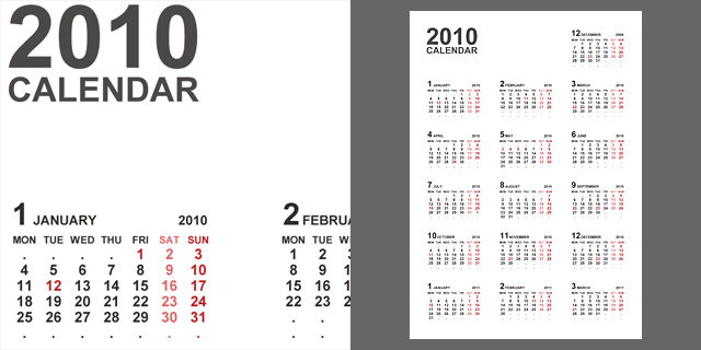 Pdf De Calendar 154 2010年カレンダー A4